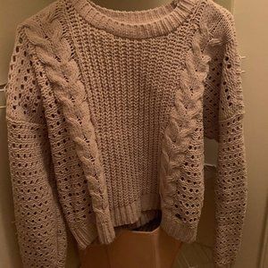 Hollister Knit soft tan Sweater. Worm once.